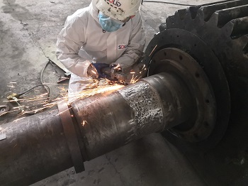球磨機(jī)中速齒輪軸軸承位磨損